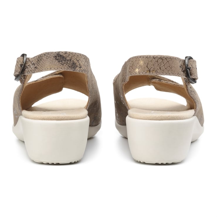 Hotter Olivia Sandals Taupe / Gold Snake