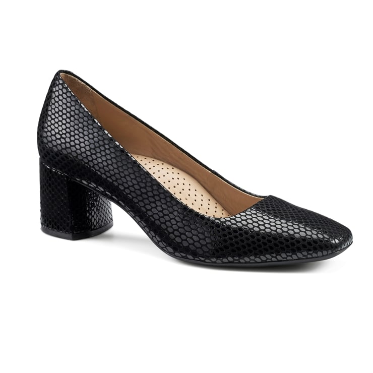 Hotter Polka Heels Black Reptile