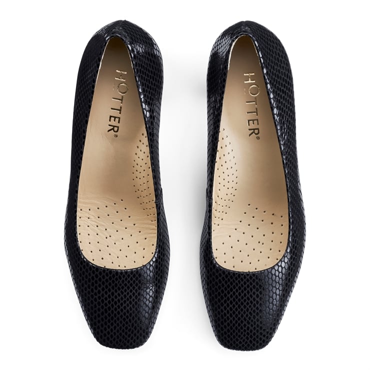 Hotter Polka Heels Black Reptile