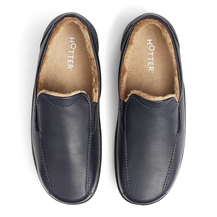 Hotter Relax Slippers Navy Leather