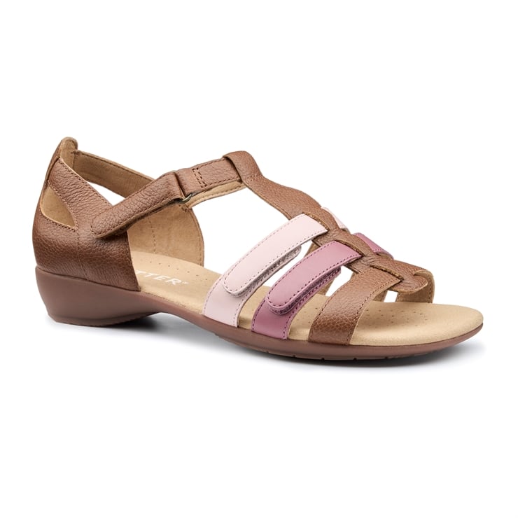 Hotter Solei Sandals Rich Tan / Dark Rose