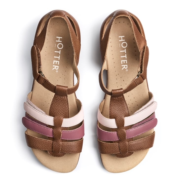 Hotter Solei Sandals Rich Tan / Dark Rose