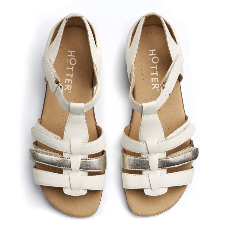 Hotter Solei Sandals White Sand / Soft Gold