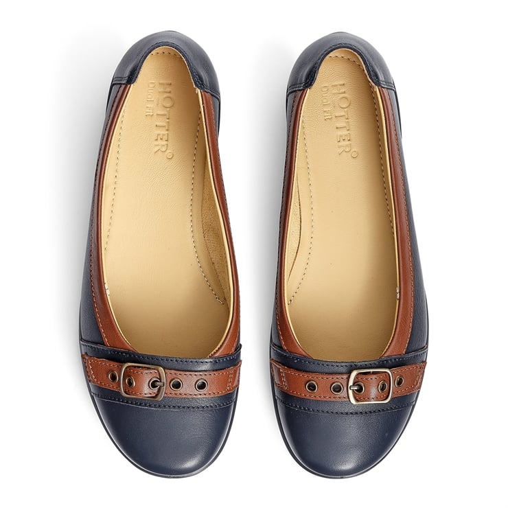 Hotter Sparrow Shoes Navy / Rich Tan