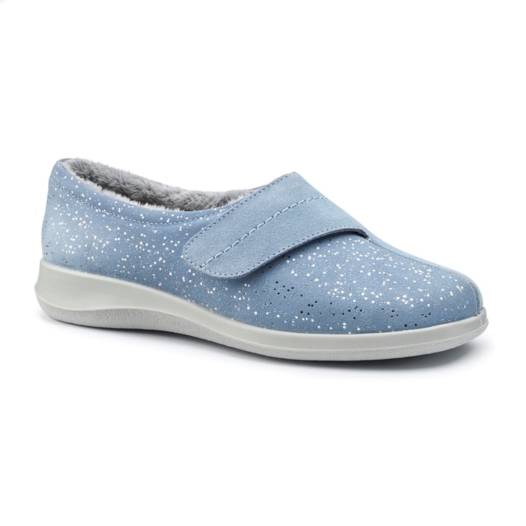 Hotter Wrap Slippers Faded Denim Sparkle