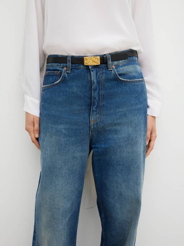 House Of Dagmar Belts & Scarves Gold Buckle Belt Black/Gold