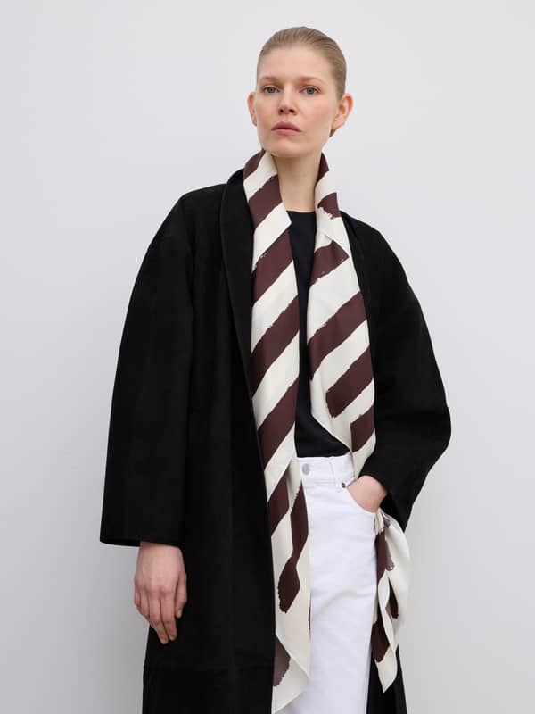 house of dagmar Belts & Scarves Large Silk Scarf White Brown