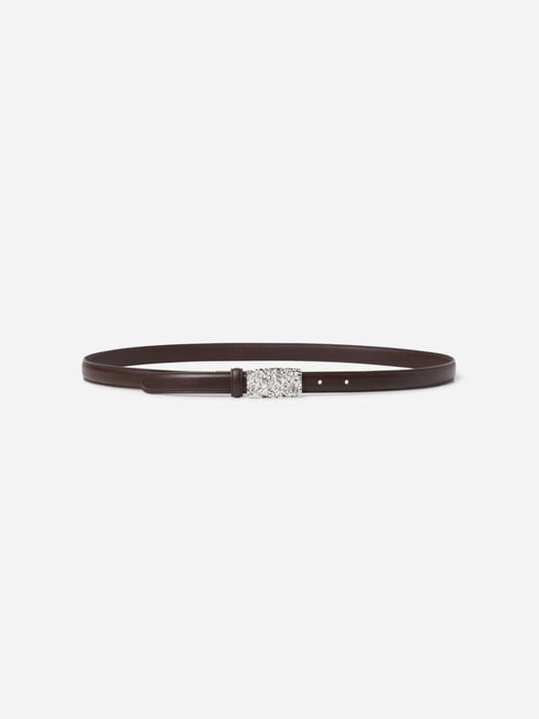 House Of Dagmar Belts & Scarves Silver Buckle Belt Brown/Silver