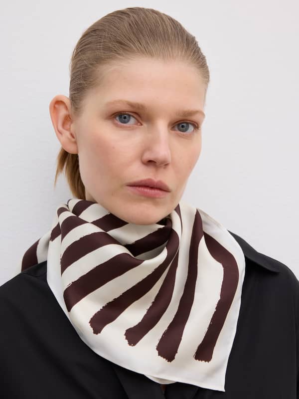 house of dagmar Belts & Scarves Small Silk Scarf White Brown