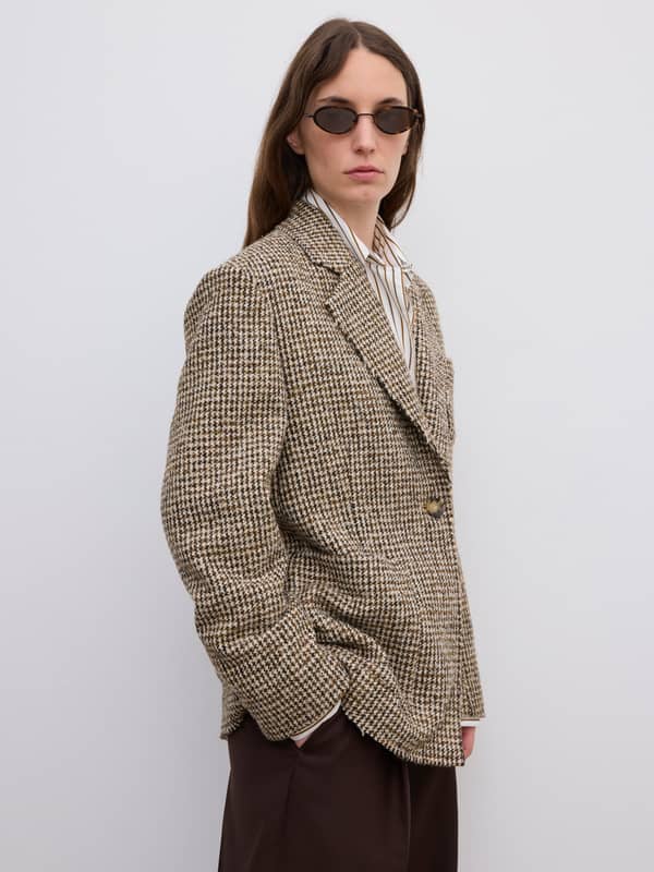 house of dagmar Blazers Houndstooth Blazer Beige Brown
