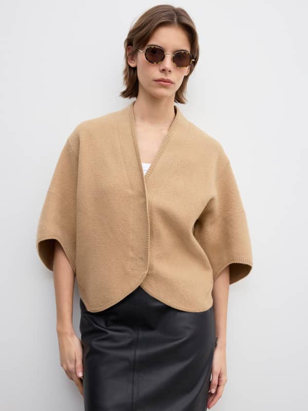 house of dagmar Blazers Short wool bea cardigan Camel