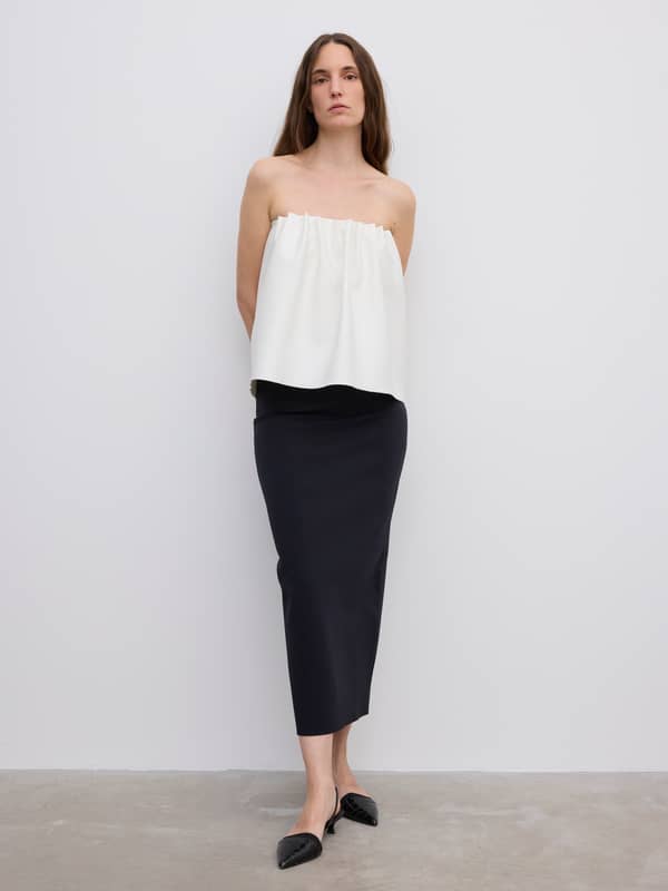House Of Dagmar Dresses Rouched Tube Dress White Black