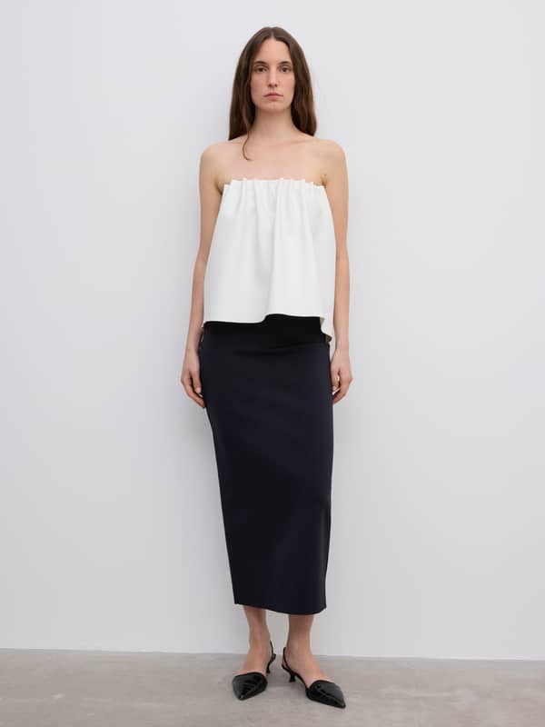 house of dagmar Dresses Rouched Tube Dress White Black