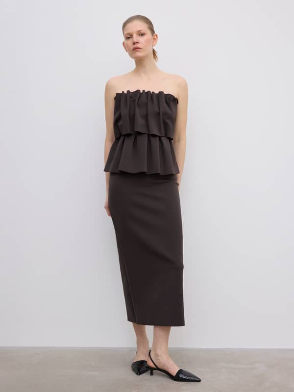 house of dagmar Dresses Sculpted Slim Dress Chocolate Brown