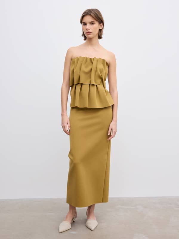 House Of Dagmar Dresses Sculpted Slim Dress Dull Gold