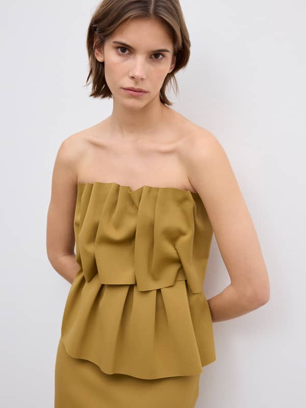 House Of Dagmar Dresses Sculpted Slim Dress Dull Gold