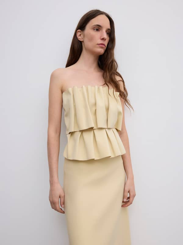 House Of Dagmar Dresses Sculpted Tube Dress Buttercream Yellow