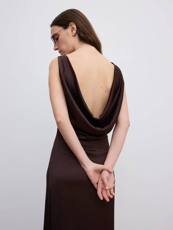 House Of Dagmar Dresses Waterfall Midi Dress Chocolate Brown