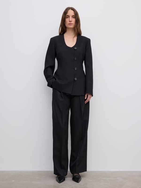 House Of Dagmar Blazers Collarless Blazer Black
