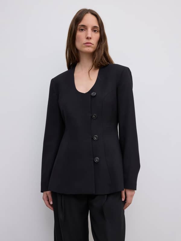 House Of Dagmar Blazers Collarless Blazer Black