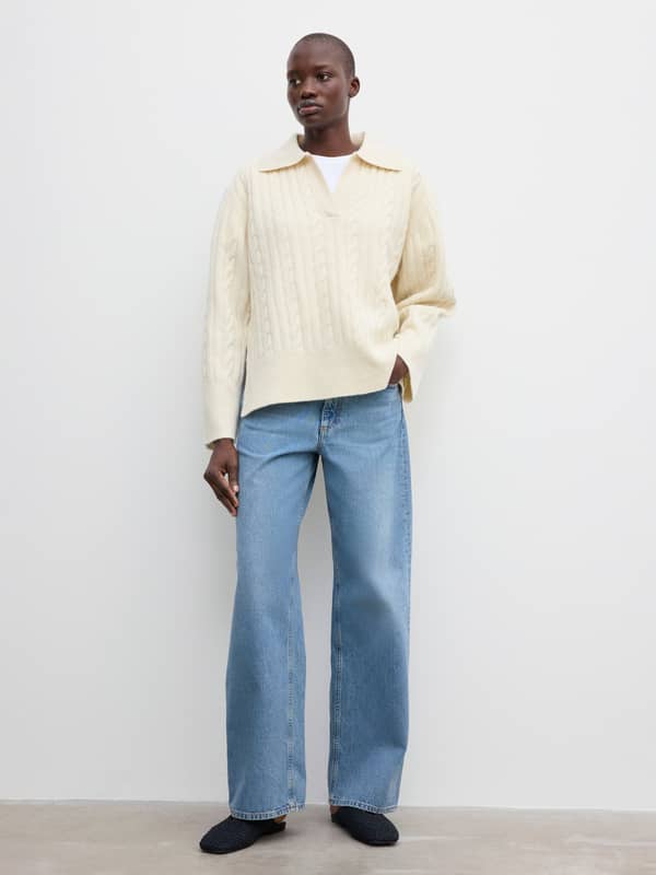 House Of Dagmar Cashmere Wool Polo Off White