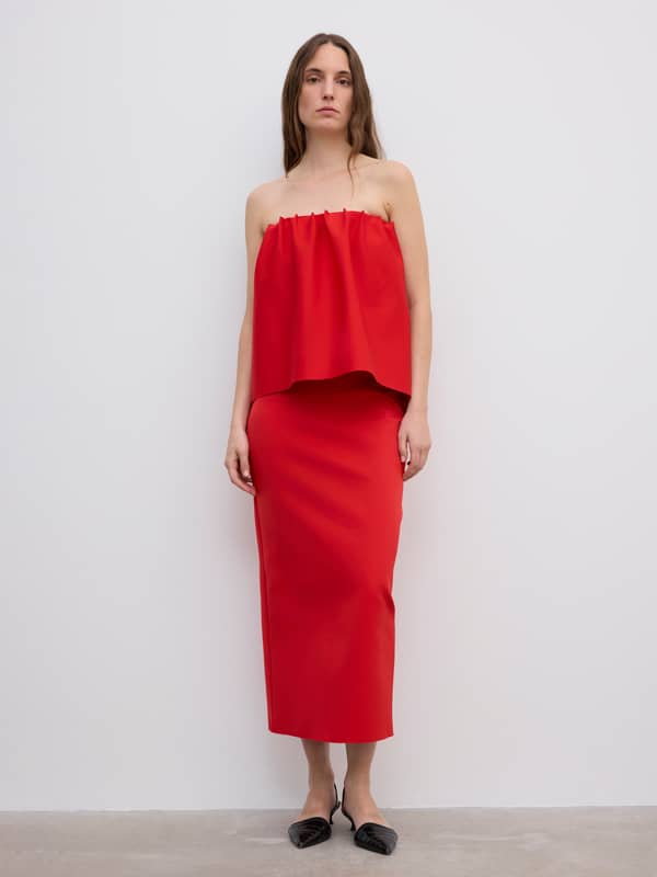 house of dagmar Dresses Rouched Tube Dress Red