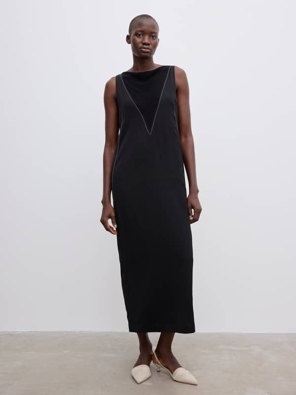 House Of Dagmar Dresses Sheer V-neck Dress Black