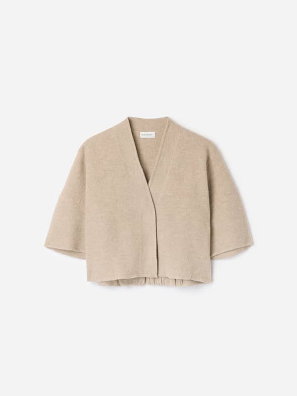 house of dagmar Knitwear Short Wool Cardigan Oat