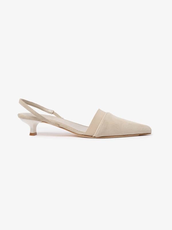 House Of Dagmar Shoes Suede Slingback Chalk Beige