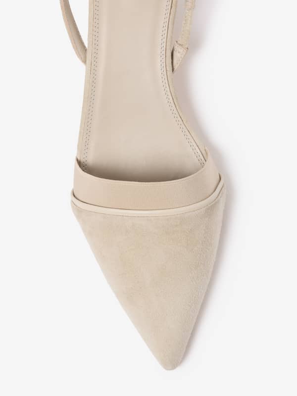 House Of Dagmar Shoes Suede Slingback Chalk Beige