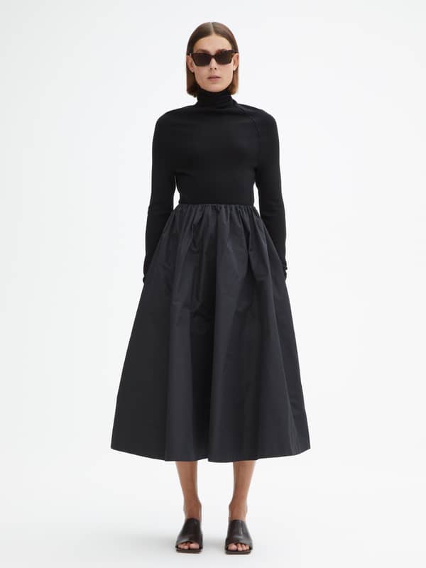 House Of Dagmar Skirts A-lined Silk Skirt Black