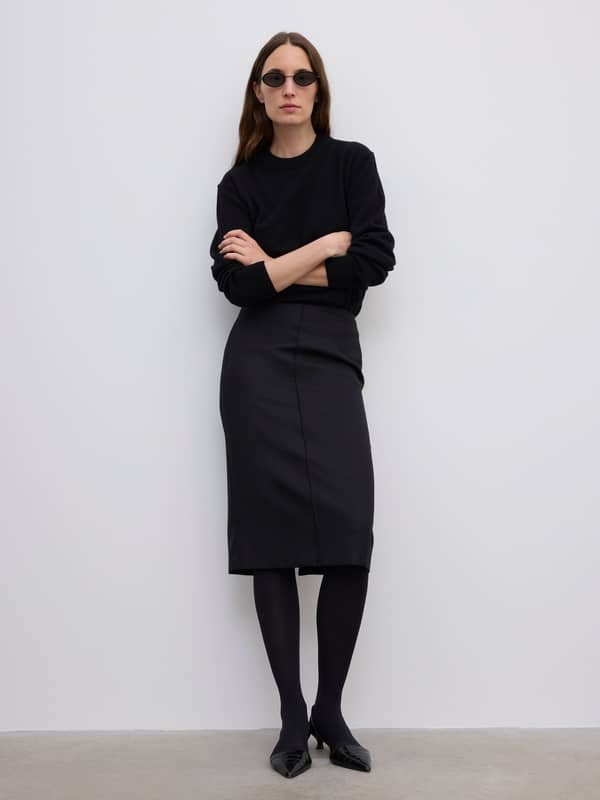 house of dagmar Skirts Pencil Midi Skirt Black