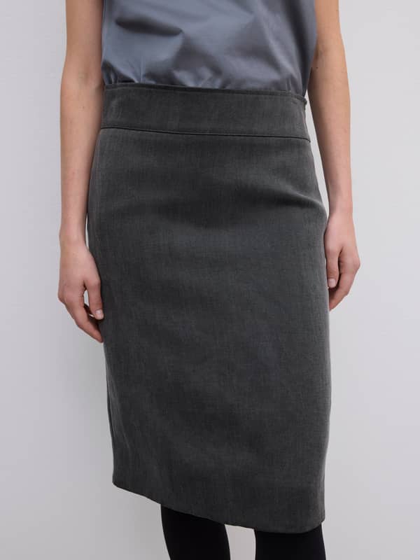 House Of Dagmar Skirts Pencil Midi Skirt Dark Grey