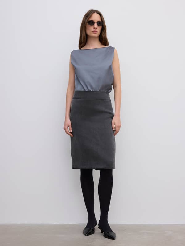 house of dagmar Skirts Pencil Midi Skirt Dark Grey