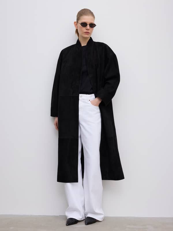 House Of Dagmar Suede Coat Black