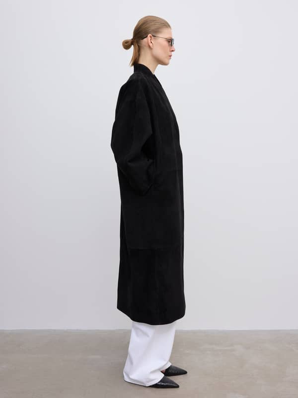 House Of Dagmar Suede Coat Black