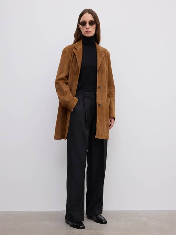 House Of Dagmar Suede Jacket Toffee Brown