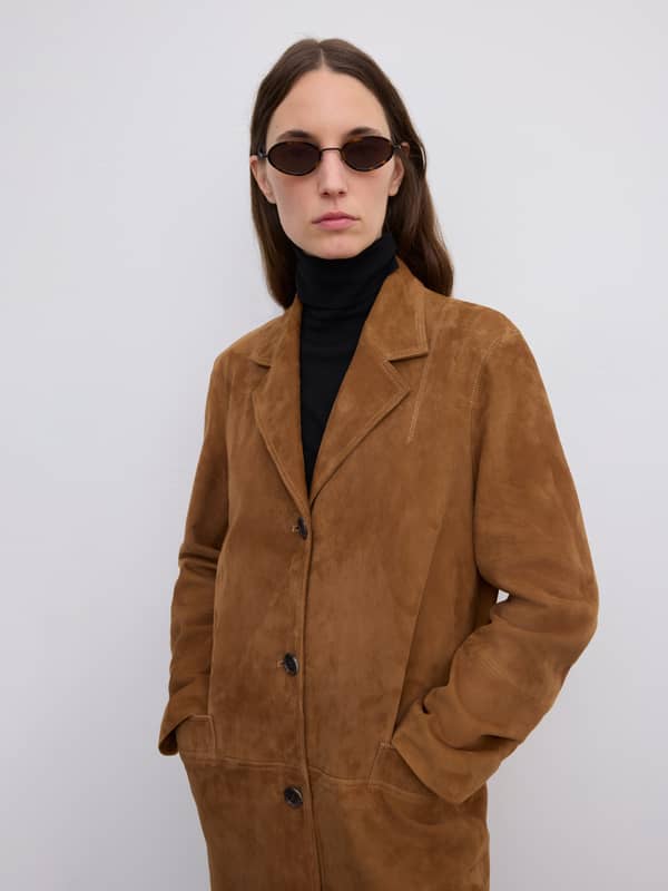 House Of Dagmar Suede Jacket Toffee Brown