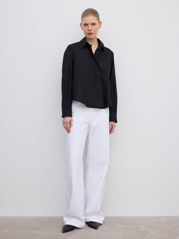 House Of Dagmar Tops & Shirts Cropped Shirt Black