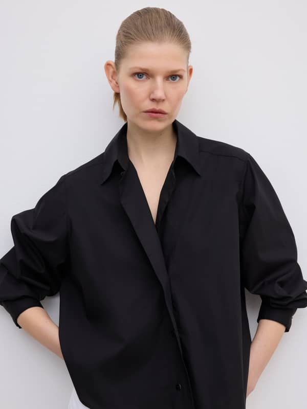 House Of Dagmar Tops & Shirts Cropped Shirt Black
