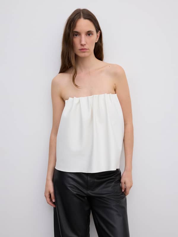 House Of Dagmar Tops & Shirts Rouched Tube Top White