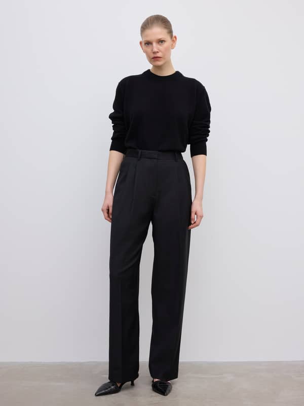 House Of Dagmar Trousers Wide Suit Trousers Black
