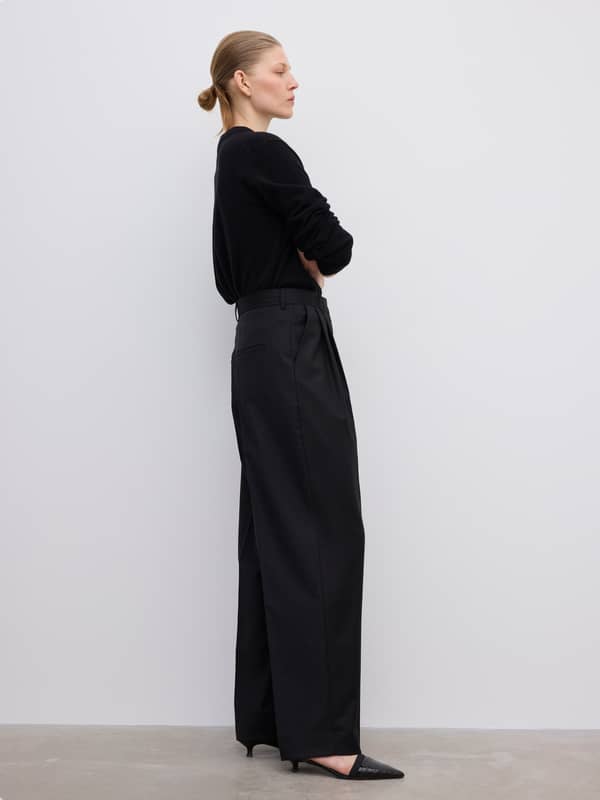 House Of Dagmar Trousers Wide Suit Trousers Black