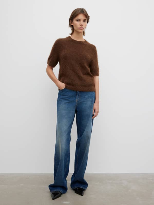 House Of Dagmar Knitwear Brushed Alpaca Top Tobacco Brown