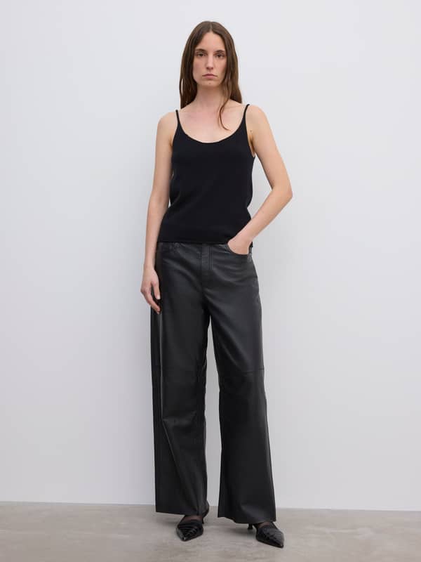 house of dagmar Knitwear Knitted Strap Top Cashmere blend Black