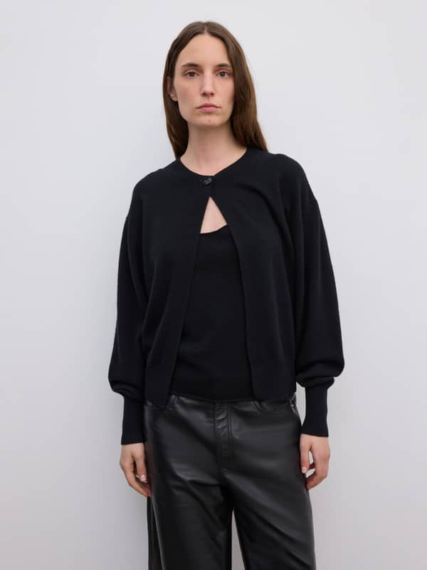 House Of Dagmar Knitwear Single Btn Cardigan Cashmere Blend Black