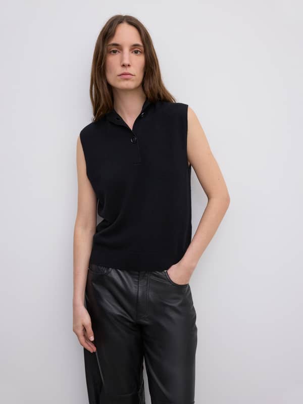 House Of Dagmar Knitwear Sleeveless Knit Top Cashmere Blend Black