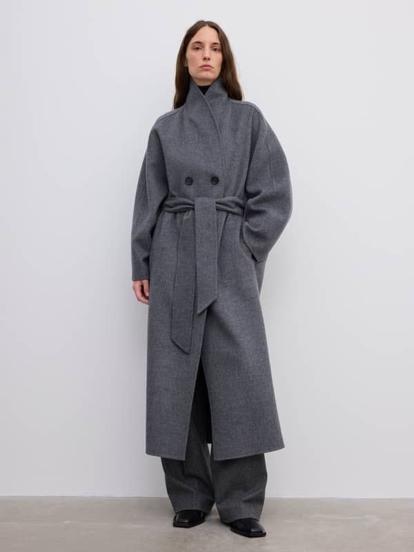 House Of Dagmar Outerwear Relaxed Doublé Coat Grey Melange