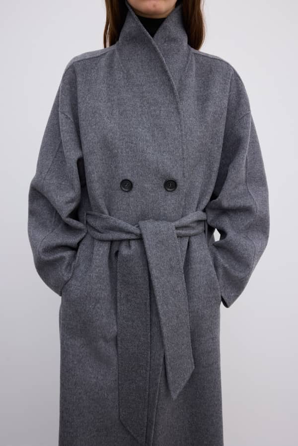 House Of Dagmar Outerwear Relaxed Doublé Coat Grey Melange