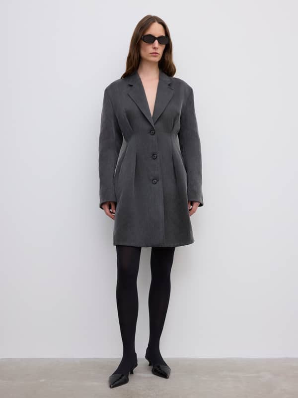 House Of Dagmar Outerwear Sculptural Coat Dark Grey